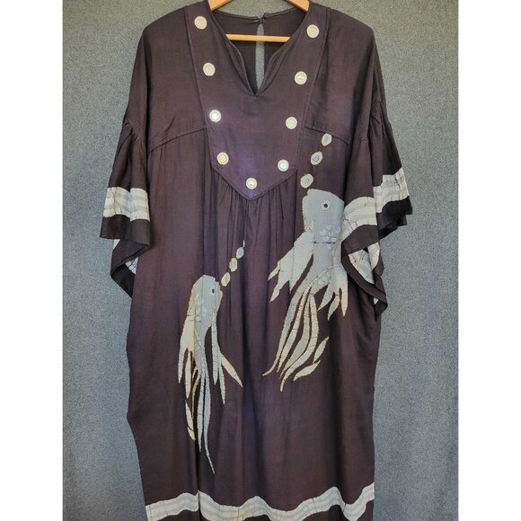 Ramona Rull Dresses & Skirts - Rare Vintage 1970s Ramona Rull Size AV Butterfly Koi Fish Caftan/Muumuu Dress